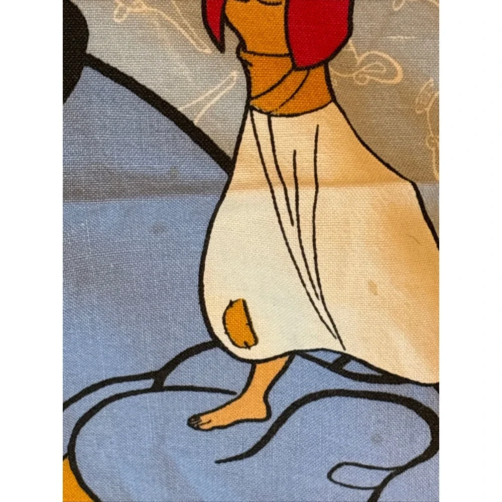 Vintage Disney Aladdin Genie Sheet Set Twin 3pc Flat Fitted Pillowcase Blue 90s